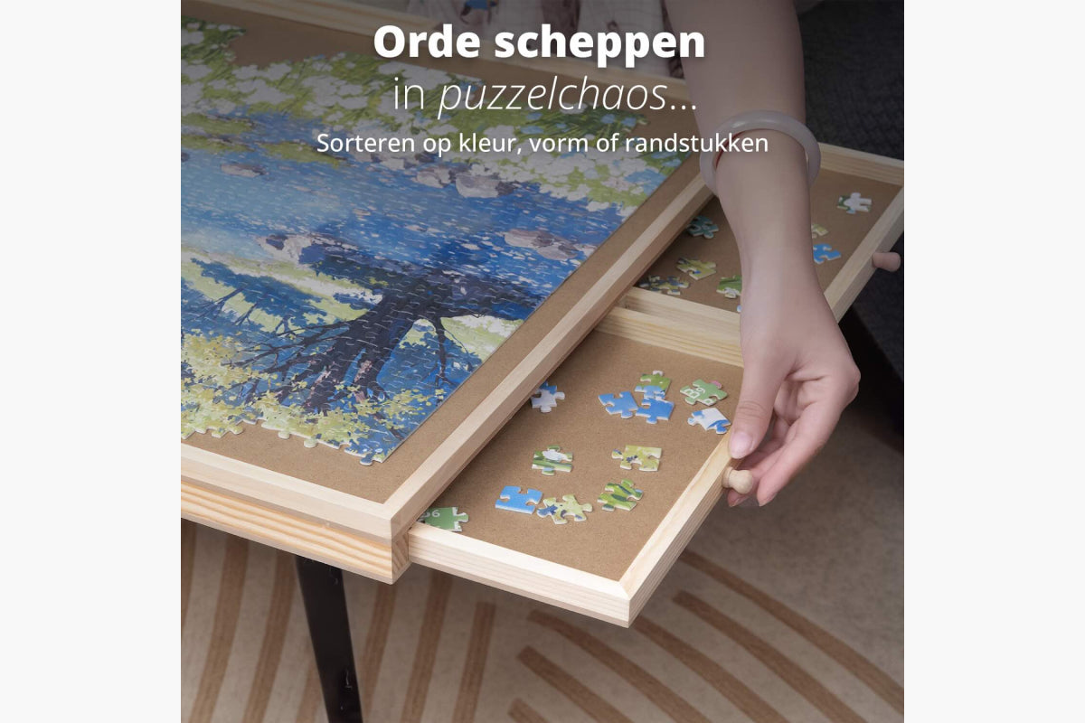 Draaibaar houten puzzelbord met opbergsysteem (1000 stuks) - afbeelding 2